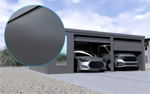 Doppelgarage STARK SUPER 2²´² L-C9 [Lackiert] mit großem Frontfenster und Nebeneingangstür