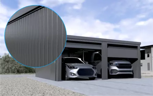 Doppelgarage STARK SUPER 2²´² L-T10 [Lackiert] mit Nebeneingangstür und Fenster