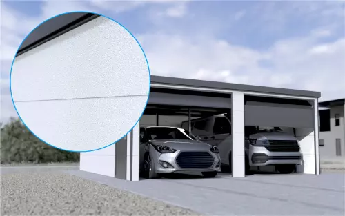 Doppelgarage STARK SUPER 2²´² GP [Thermo + Verputz] mit Nebeneingangstür und Fenster