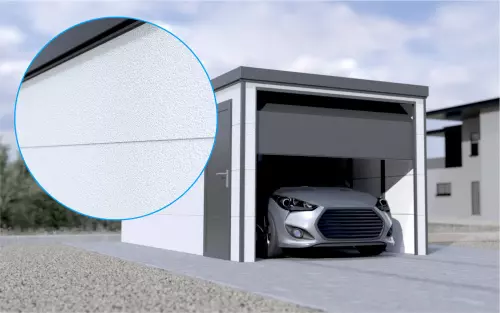 Einzelgarage STARK SUPER 1²´² GP [Thermo + Verputz] mit Nebeneingangstür und Fenster