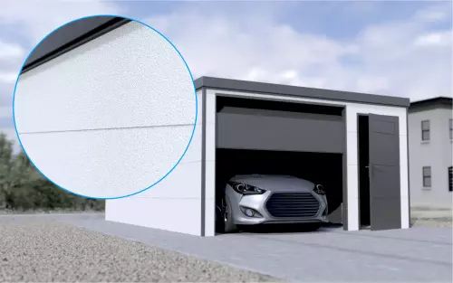 Einzelgarage STARK SUPER 1²´² GP [Thermo + Verputz] mit zusätzlicher Nebeneingangstür