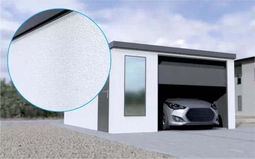 Einzelgarage STARK SUPER 1²´² P-C9 [Verputz] mit großem Frontfenster und Nebeneingangstür