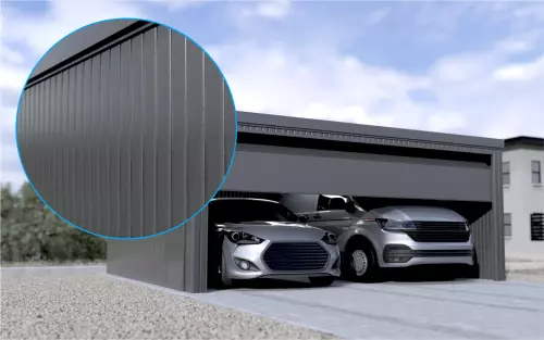 Großraumgarage STARK SUPER 1²´² L-T10 [Lackiert] mit Nebeneingangstür und Fenster