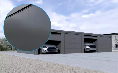 Reihengarage STARK SUPER 1²´² L-C9 [Lackiert] mit Nebeneingangstür und Fenster