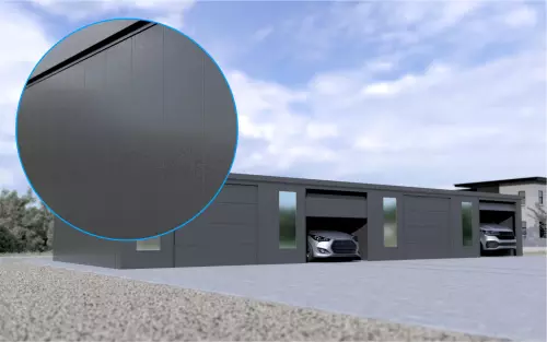 Reihengarage STARK SUPER 1²´² L-C9 [Lackiert] mit großem Frontfenster und Nebeneingangstür