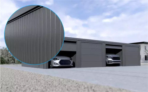 Reihengarage STARK SUPER 1²´² L-T10 [Lackiert] mit Nebeneingangstür und Fenster