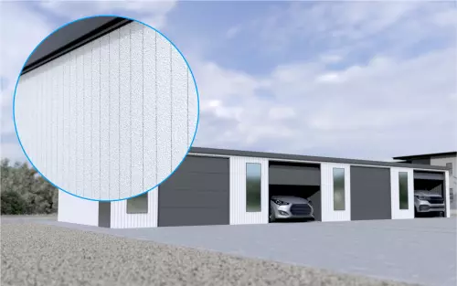 Reihengarage STARK SUPER 1²´² P-T10 [Verputz] mit großem Frontfenster und Nebeneingangstür