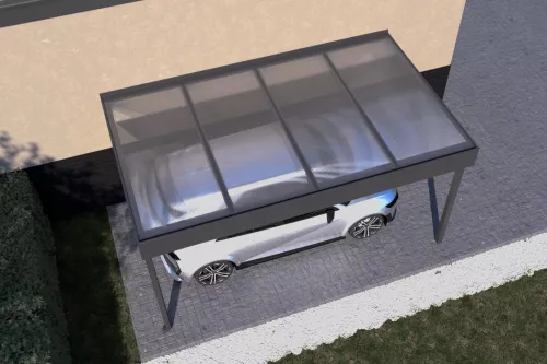 Anlehncarport STUK nach Maß mit Acrylglasdach