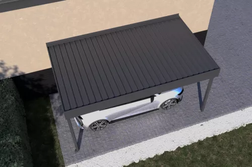 Anlehncarport STUK nach Maß mit festem isoliertem Dach