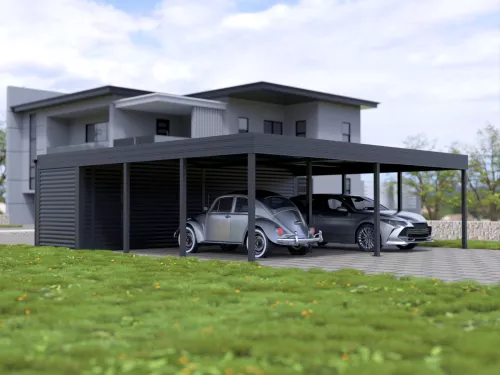 Dreiercarport STUK mit Geräteraum