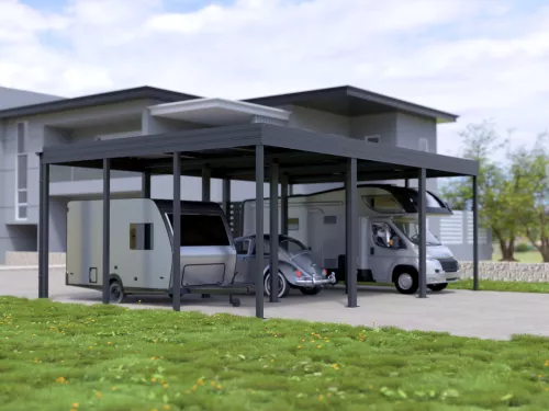 Dreiercarport STUK für Wohnmobil