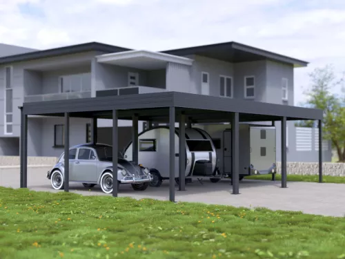 Dreiercarport STUK für Wohnwagen