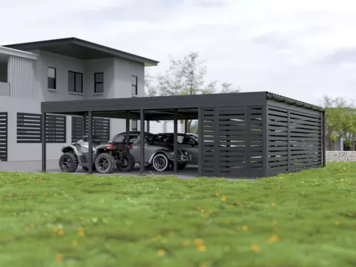 Dreiercarport STUK mit Abstellraum Fahrrauder