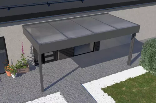 Eingangsüberdachung STUK nach Maß mit Acrylglasdach