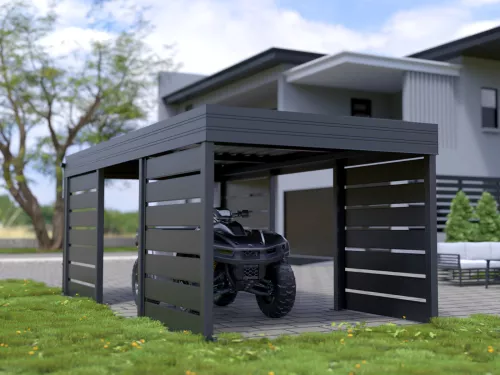 Einzelcarport STUK mit Sichtschutz