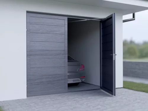 Aluminium-Doppelflügeltor STARK Woodgrain mit Antrieb – Individuell nach Maß