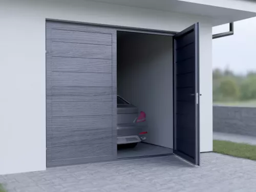 Aluminium-Doppelflügeltor STARK Woodgrain – Individuell nach Maß