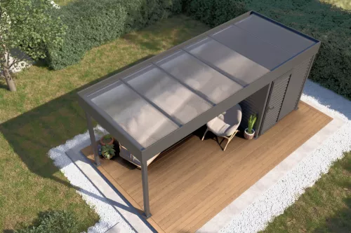 Pergola STUK mit Geräteraum und Acrylglasdach