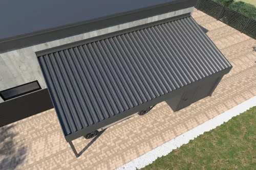 Pultdachcarport STUK mit Geräteraum und festem isoliertem Dach