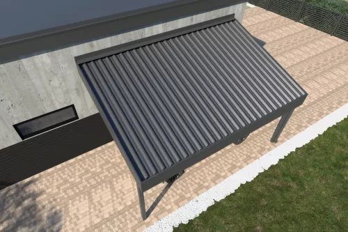 Pultdachcarport STUK nach Maß mit festem Dach