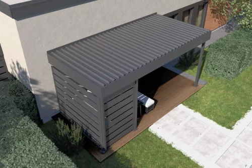 Terrassenüberdachung STUK mit Wandverkleidung und festem isoliertem Dach